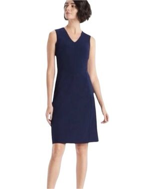 MM Lafleur The Annie Dress Size 8 Sleeveless Navy Blue Career Wear